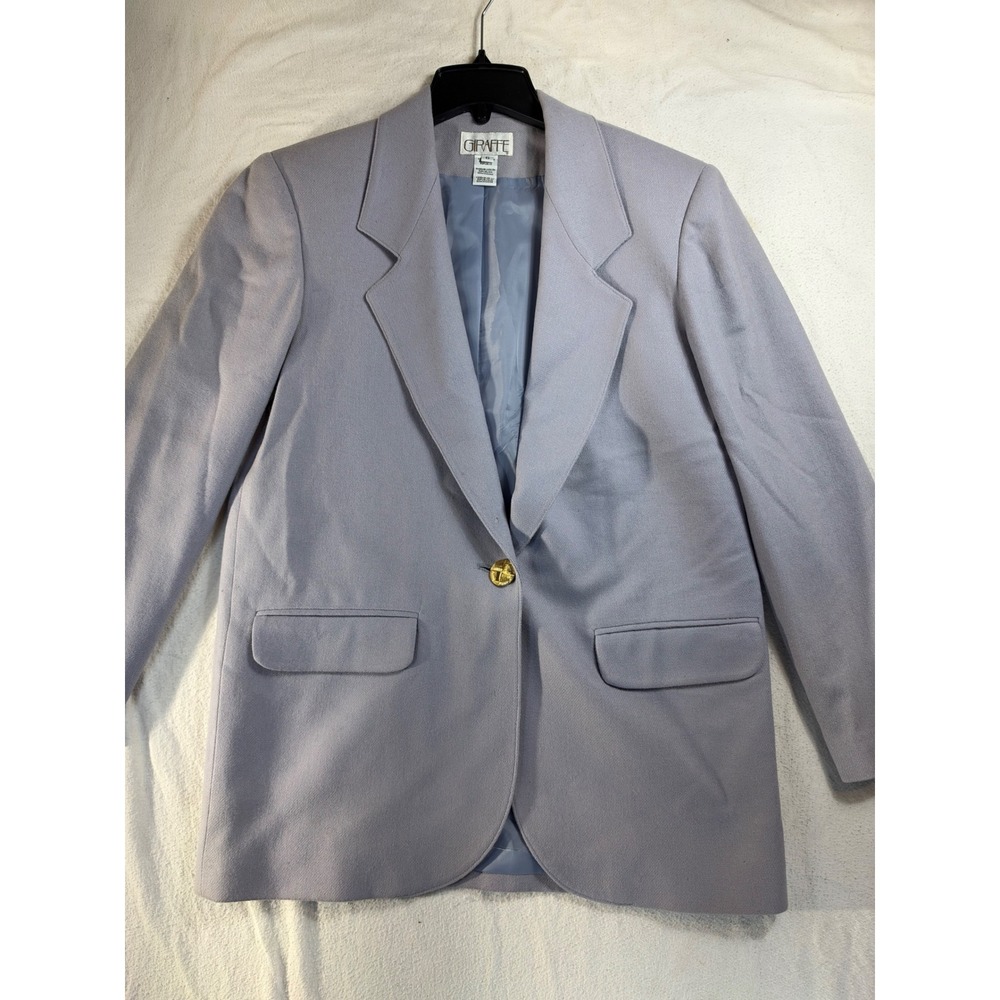 Giraffe Vintage Periwinkle Blue Lavender Blazer Gold Button Size 6